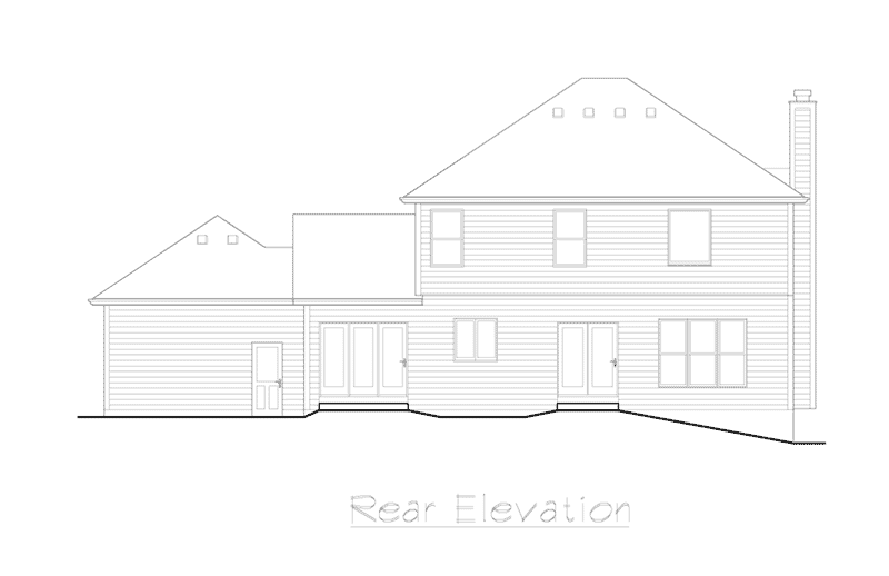 Georgian House Plan Rear Elevation - McKinley Georgian Style Home 027D-0023 - Shop House Plans and More
