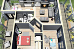 Bungalow House Plan 3D First Floor - Miller Lane Modern Farmhouse 028D-0108 - Shop House Plans and More