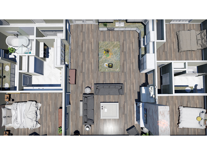 Ranch House Plan 3D First Floor - 028D-0114 - Shop House Plans and More