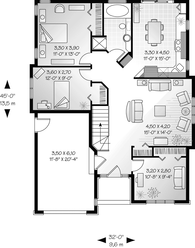 Niagara Country Ranch Home Plan 032D-0129 | House Plans and More