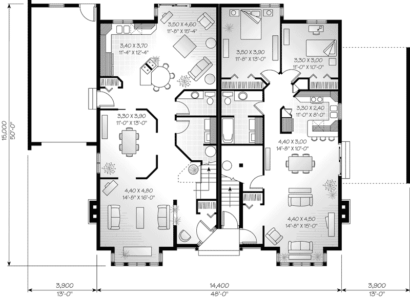 Dempsey Triplex Multi Family Plan 032d 0376 House Plans And More