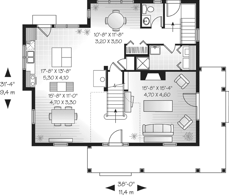 Cabin & Cottage House Plan First Floor - Starhill Cottage Home 032D-0451 - Shop House Plans and More