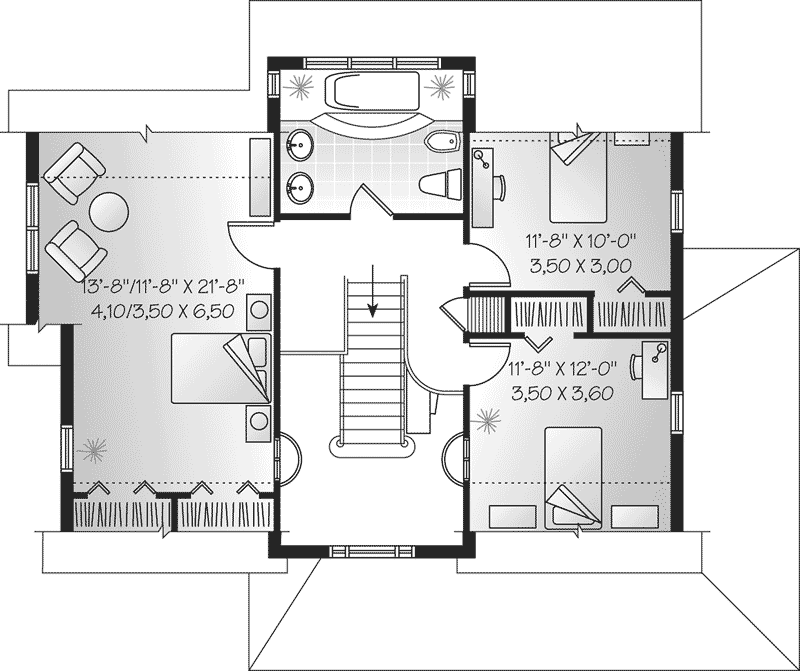 Bungalow Home Plan Second Floor 032D-0451