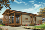 Arts & Crafts House Plan Front of Home - Tranquil Haven Craftsman Cabin 032D-0811 - Shop House Plans and More