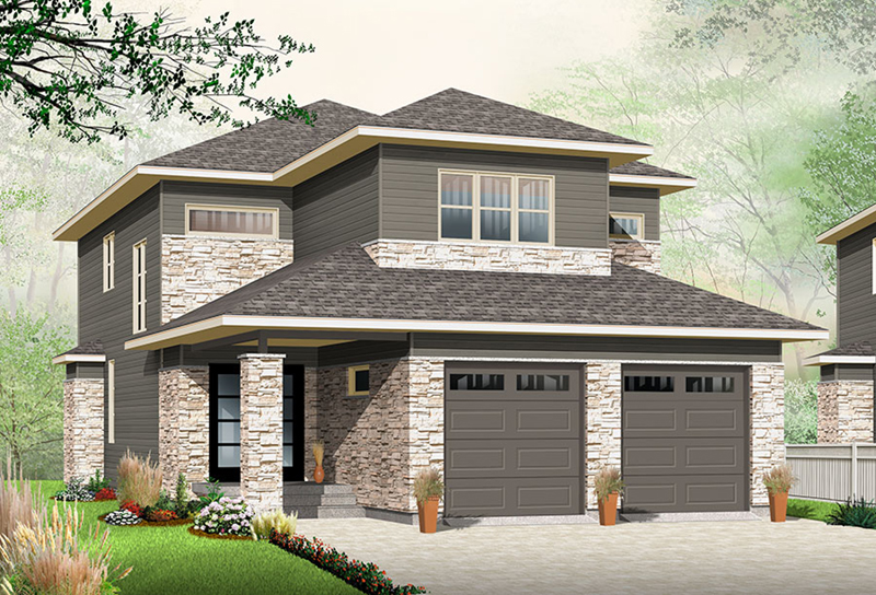 Prairie House Plan Front of Home - Chanda Prairie Style Home 032D-0816 - Search House Plans and More