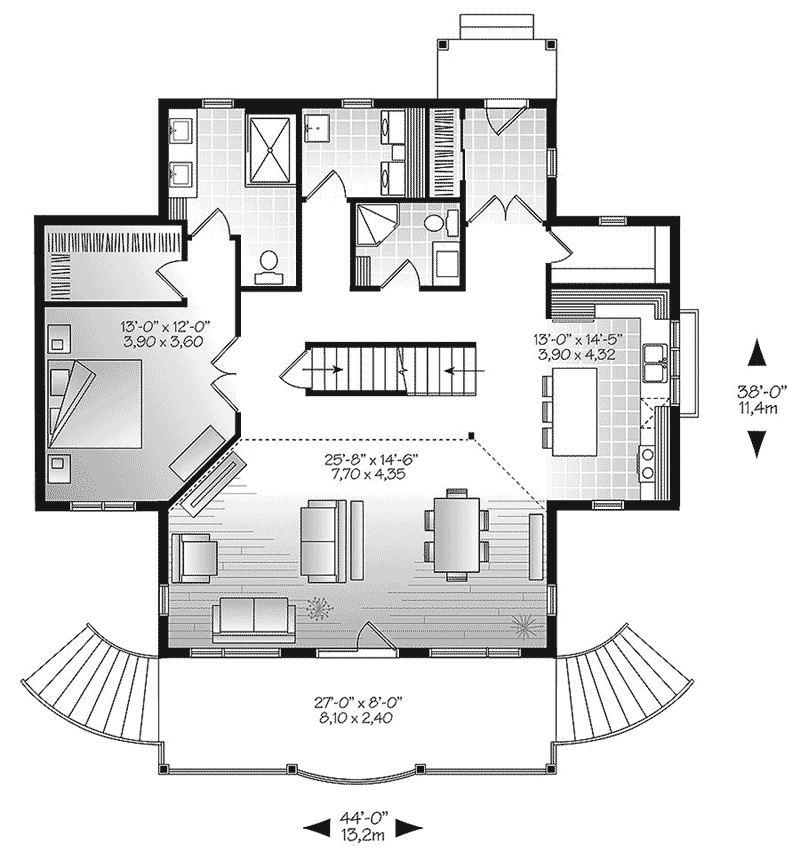 Country House Plan First Floor - Brown Hill Lake Home 032D-0817 - Search House Plans and More