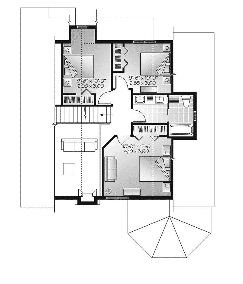 A-Frame Home Plan Second Floor 032D-0818