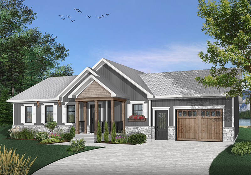 Craftsman House Plan Front of Home - Gareth Craftsman Ranch Home 032D-0823 - Search House Plans and More