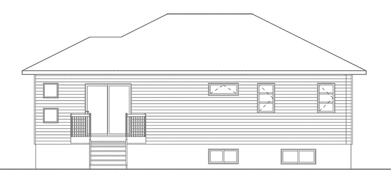 Beach & Coastal House Plan Rear Elevation - Lettie Modern Ranch Home 032D-0829 - Shop House Plans and More