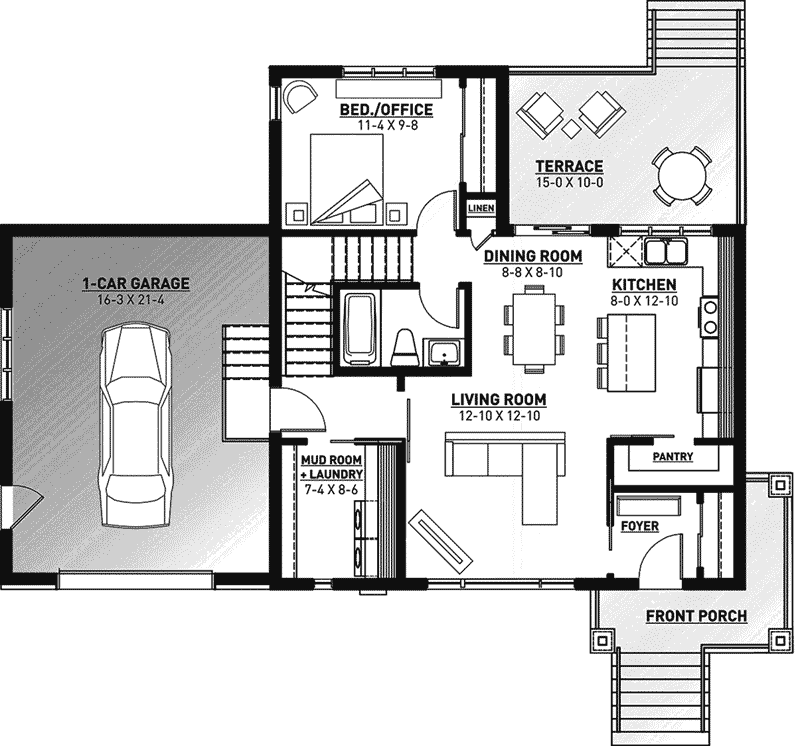 Contemporary House Plan First Floor - 032D-1108 | House Plans and More