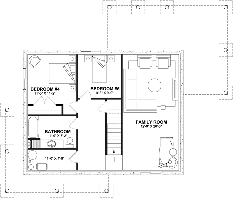 Cabin & Cottage Home Plan Basement 032D-1184