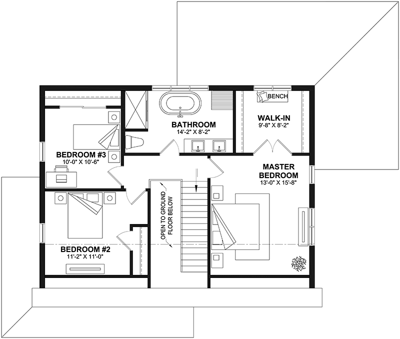 Traditional House Plan Second Floor - 032D-1184 - Shop House Plans and More