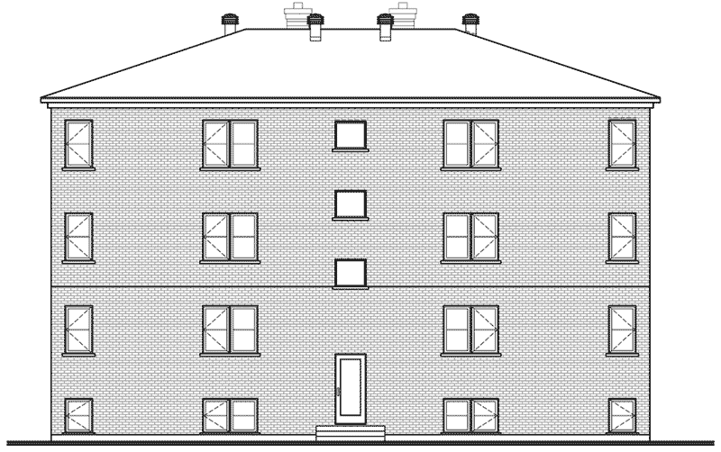 Contemporary House Plan Rear Elevation - Santa Domingo Eight-Plex Home 032S-0001 - Shop House Plans and More