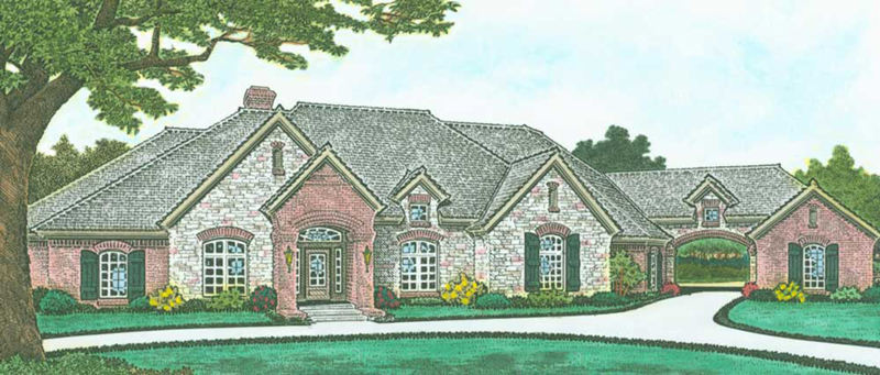 European House Plan Front of Home - Kenley Luxury Ranch Home 036D-0202 - Search House Plans and More