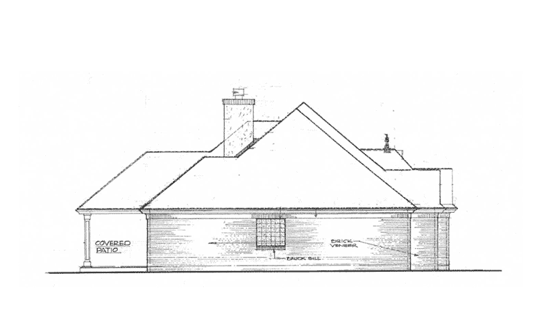 Early American House Plan Left Elevation - Ewell European Ranch Home 036D-0209 | House Plans and More