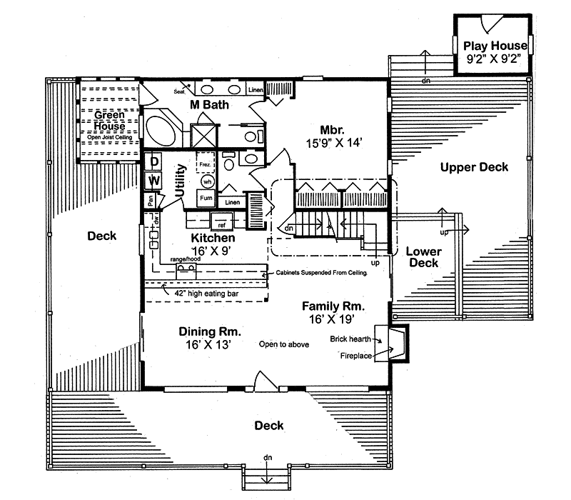 Rustic Home Plan First Floor 038D-0002