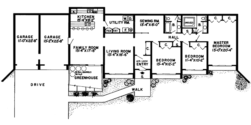 Berm House Plan First Floor - Glennon Green Berm Home 038D-0136 - Search House Plans and More