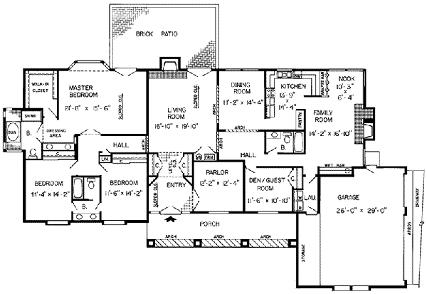 Cyrene Tudor Ranch Home Plan 038d-0243 