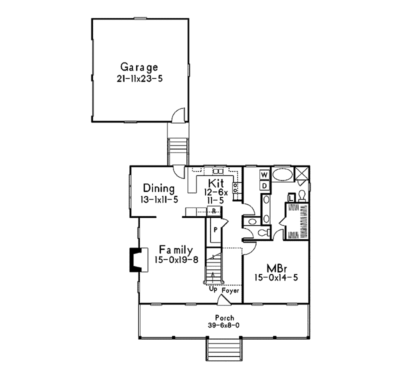 Traditional Home Plan First Floor 040D-0001
