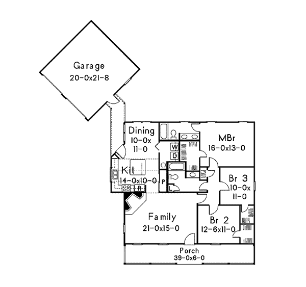 Traditional Home Plan First Floor 040D-0003