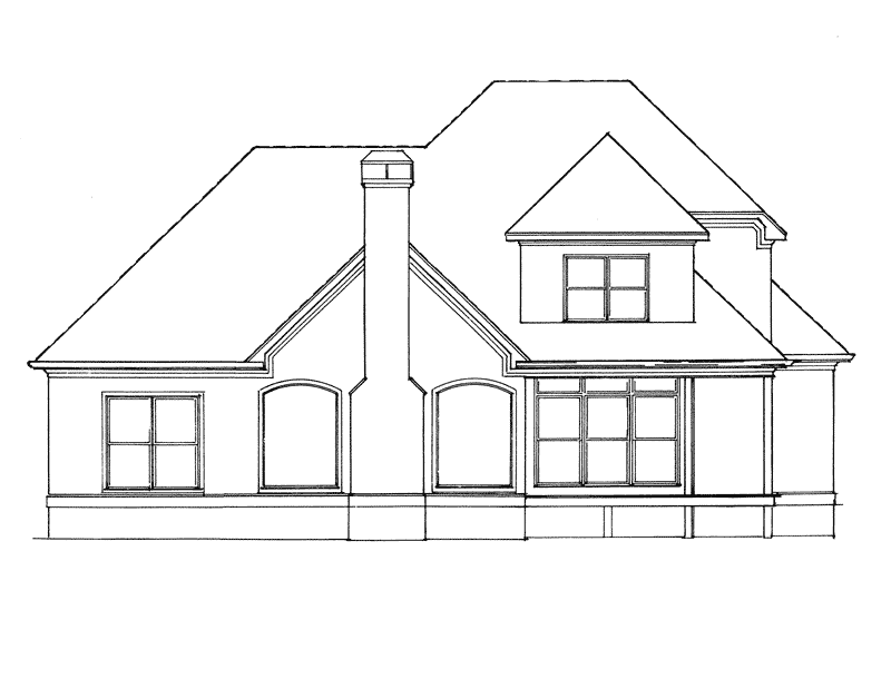 Traditional House Plan Rear Elevation - Bridgeport Mill European Home 040D-0019 - Search House Plans and More