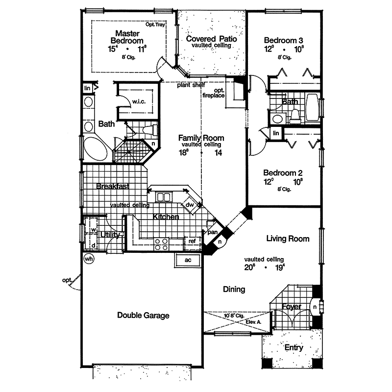 Ranch House Plan First Floor - Durant Hill Southwestern Home 047D-0022 | House Plans and More