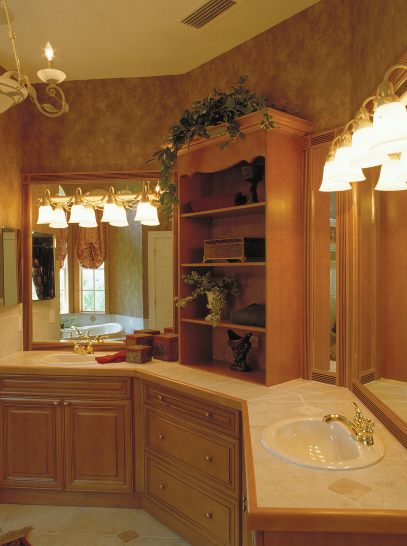 Pampering master bath is a tranquil space.