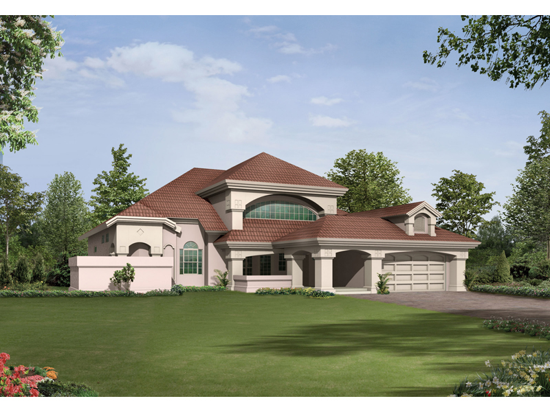 Southwestern House Plan Front Image - Wynehaven Luxury Florida Home 048D-0004 - Shop House Plans and More