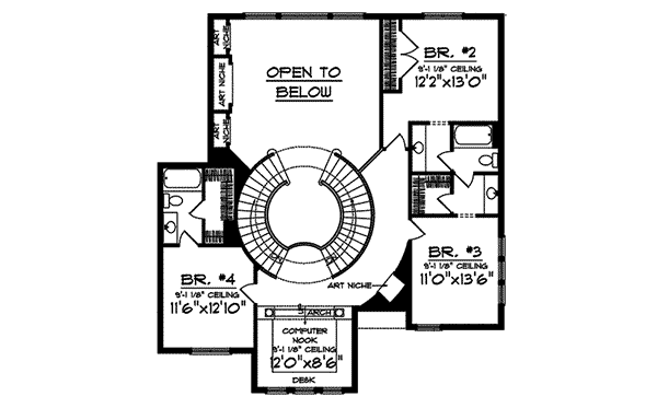 Prairie Style Floor Plan Home Plan Second Floor 051D-0544