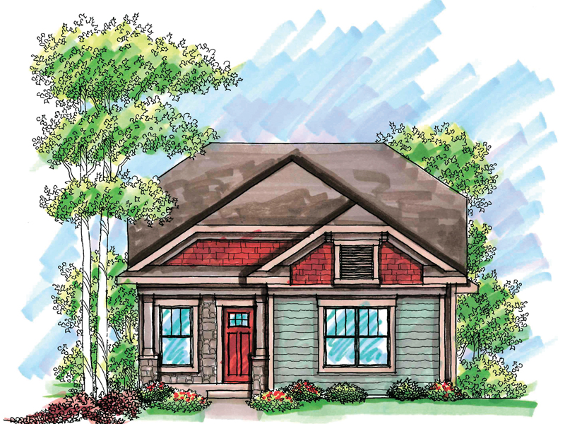 Traditional House Plan Front of Home - Sentinel Ranch Home 051D-0606 - Shop House Plans and More
