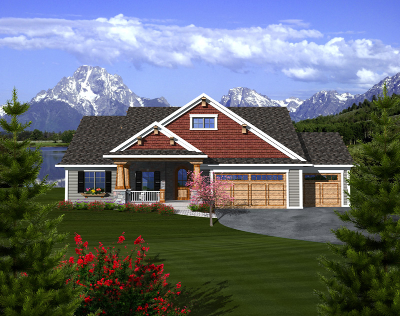 Ranch House Plan Front of Home - Watford Hill Rustic Home 051D-0738 - Shop House Plans and More