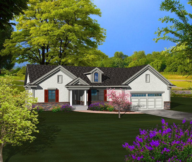Traditional House Plan Front of Home - Colton Ridge Ranch Home 051D-0741 - Search House Plans and More