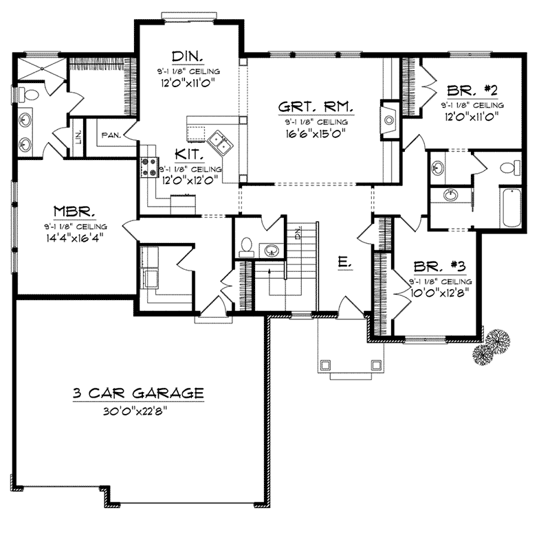 Country Home Plan First Floor 051D-0742