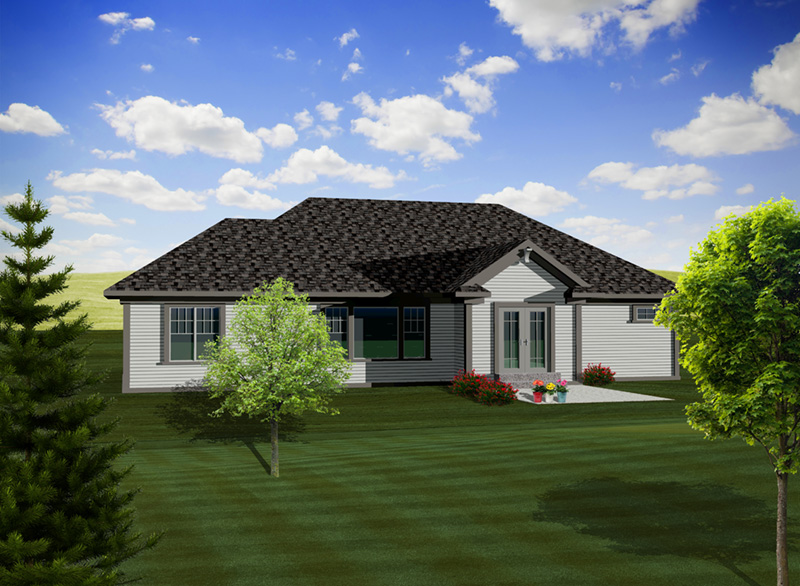 Shingle House Plan Rear Photo 01 - Stettin Rustic Ranch Home 051D-0742 - Shop House Plans and More