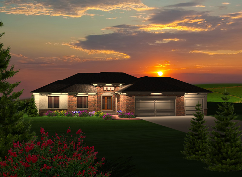 Contemporary House Plan Front of Home - Concord Bay Ranch Home 051D-0745 - Search House Plans and More
