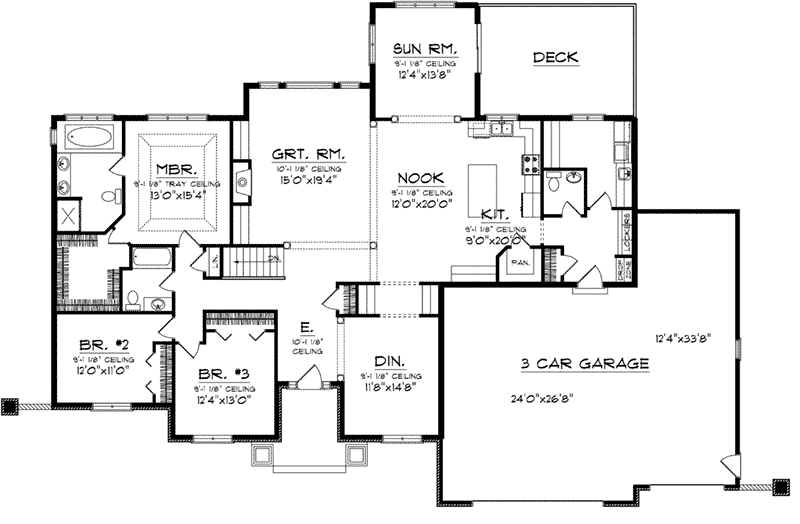 Craftsman House Plan First Floor - Coopers Hawk Craftsman Home 051D-0747 - Search House Plans and More