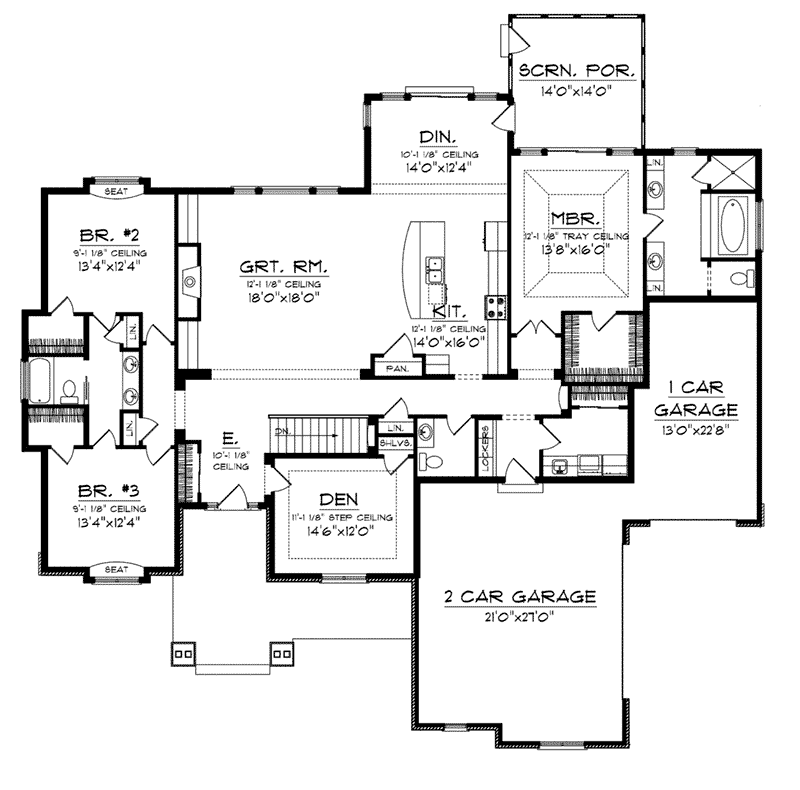Craftsman Home Plan First Floor 051D-0748