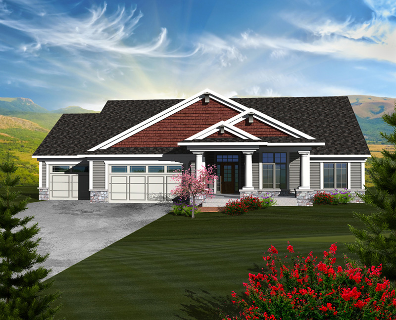 Luxury House Plan Front of Home - Cainelle Craftsman Ranch Home 051D-0750 - Search House Plans and More