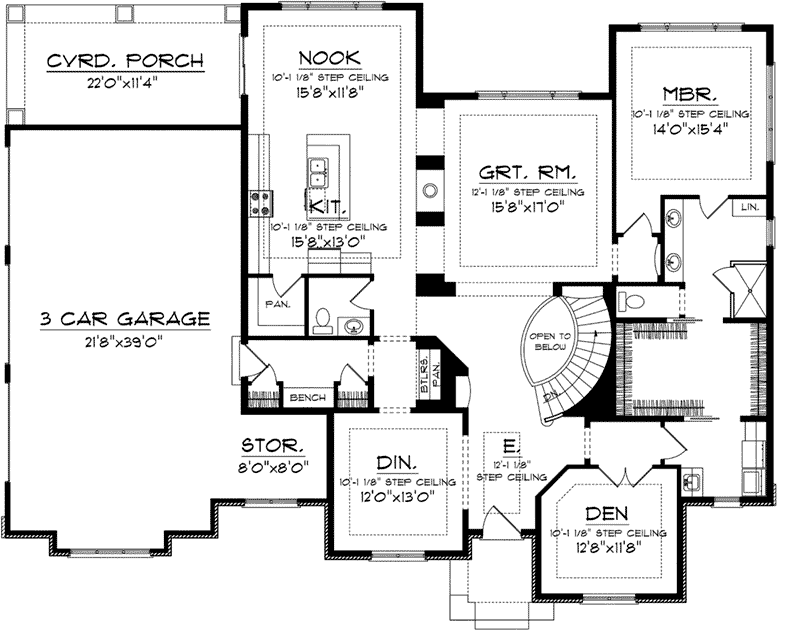 Contemporary House Plan First Floor - Elwyn Park Sunbelt Home 051D-0754 - Search House Plans and More