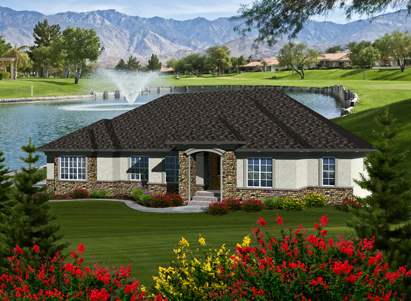 Contemporary House Plan Front of Home - Elwyn Park Sunbelt Home 051D-0754 - Search House Plans and More