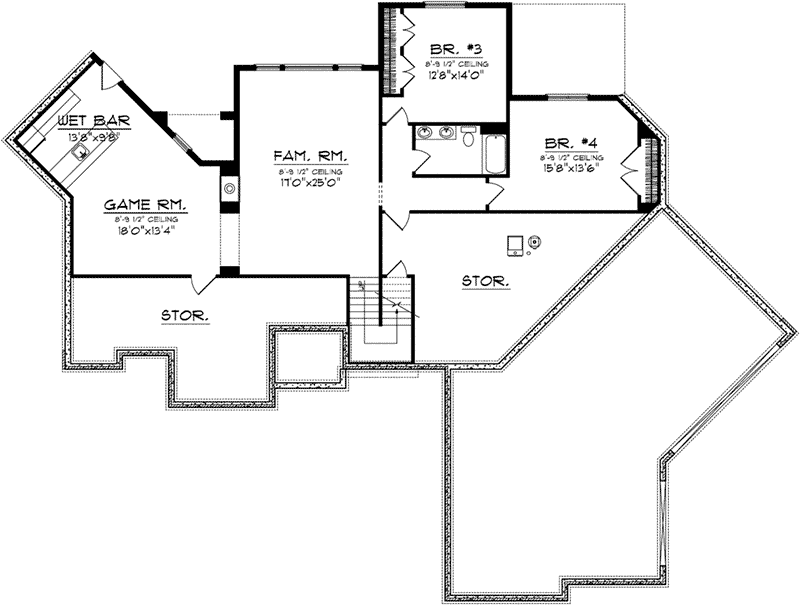Sunbelt House Plan Lower Level Floor - Milo Park Craftsman Home 051D-0756 - Shop House Plans and More