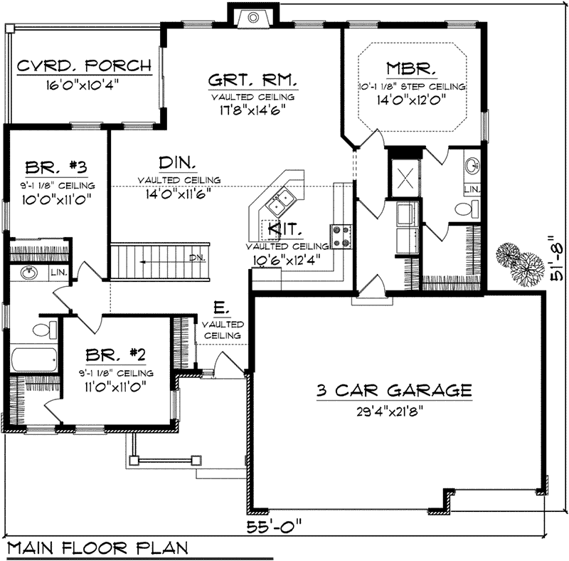 Arts & Crafts Home Plan First Floor 051D-0757