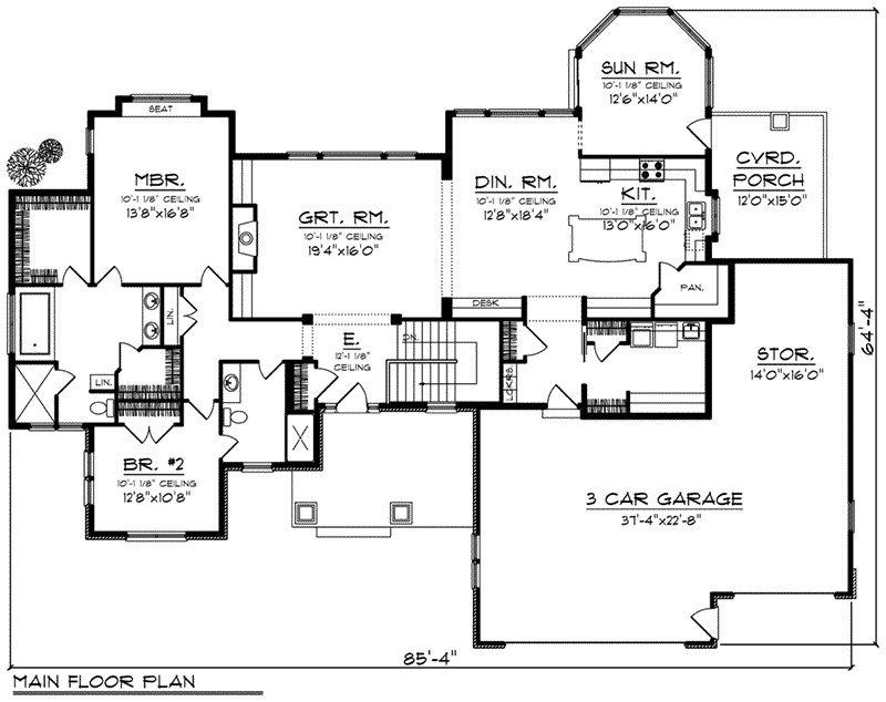 Ranch House Plan First Floor - Winsted European Home 051D-0790 - Shop House Plans and More