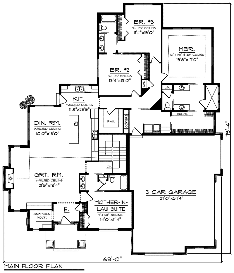 Rustic Home Plan First Floor 051D-0794