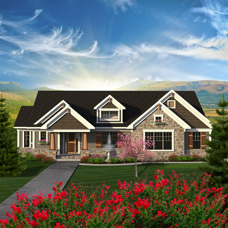 Country French House Plan Front of Home - Evans Rustic Craftsman Home 051D-0794 - Search House Plans and More