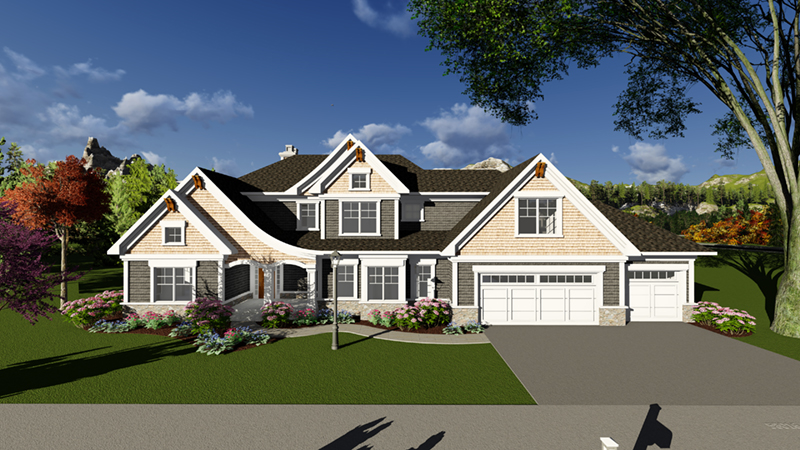 Craftsman House Plan Front of Home - York Traditional Home 051D-0876 - Shop House Plans and More