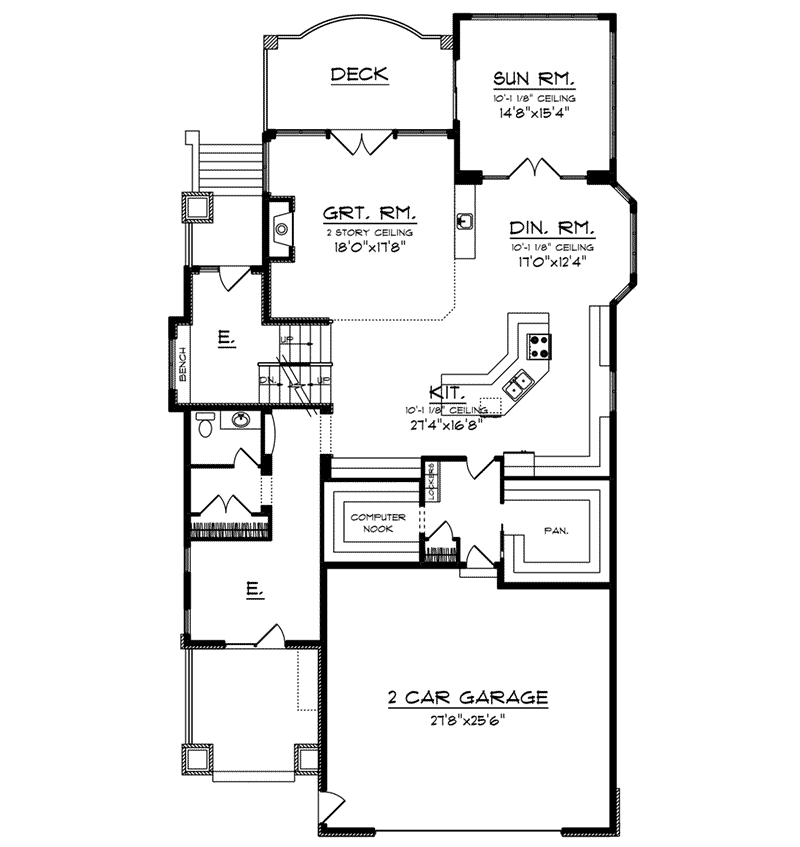 Ranch House Plan First Floor - Owen Point Craftsman Home 051D-0915 - Shop House Plans and More