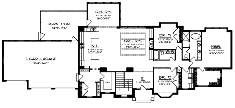 Florida House Plan First Floor - Olson Crossing Ranch Home 051D-0960 | House Plans and More
