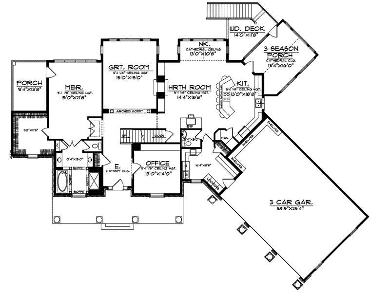 Cape Cod & New England House Plan First Floor - Renehale Country Home 051S-0094 - Shop House Plans and More
