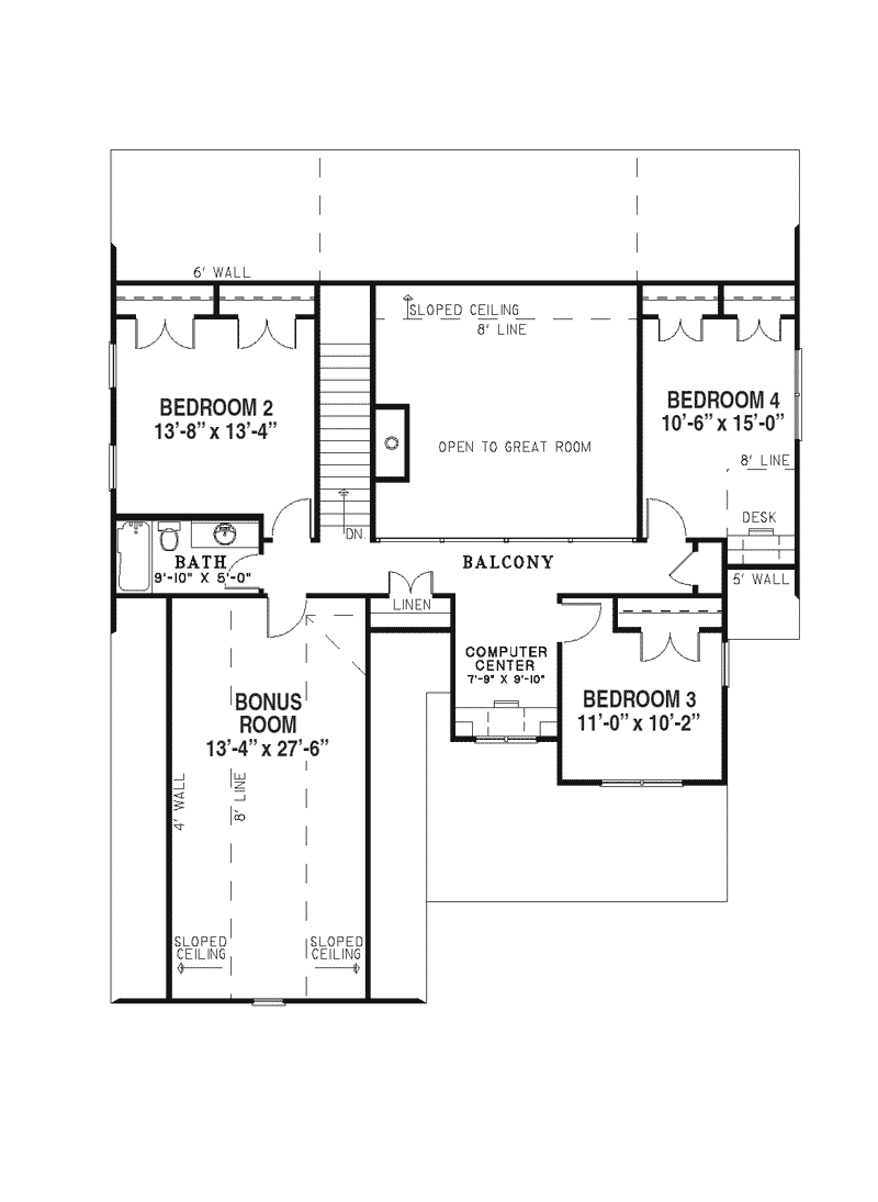 Traditional Home Plan Second Floor 055D-0215